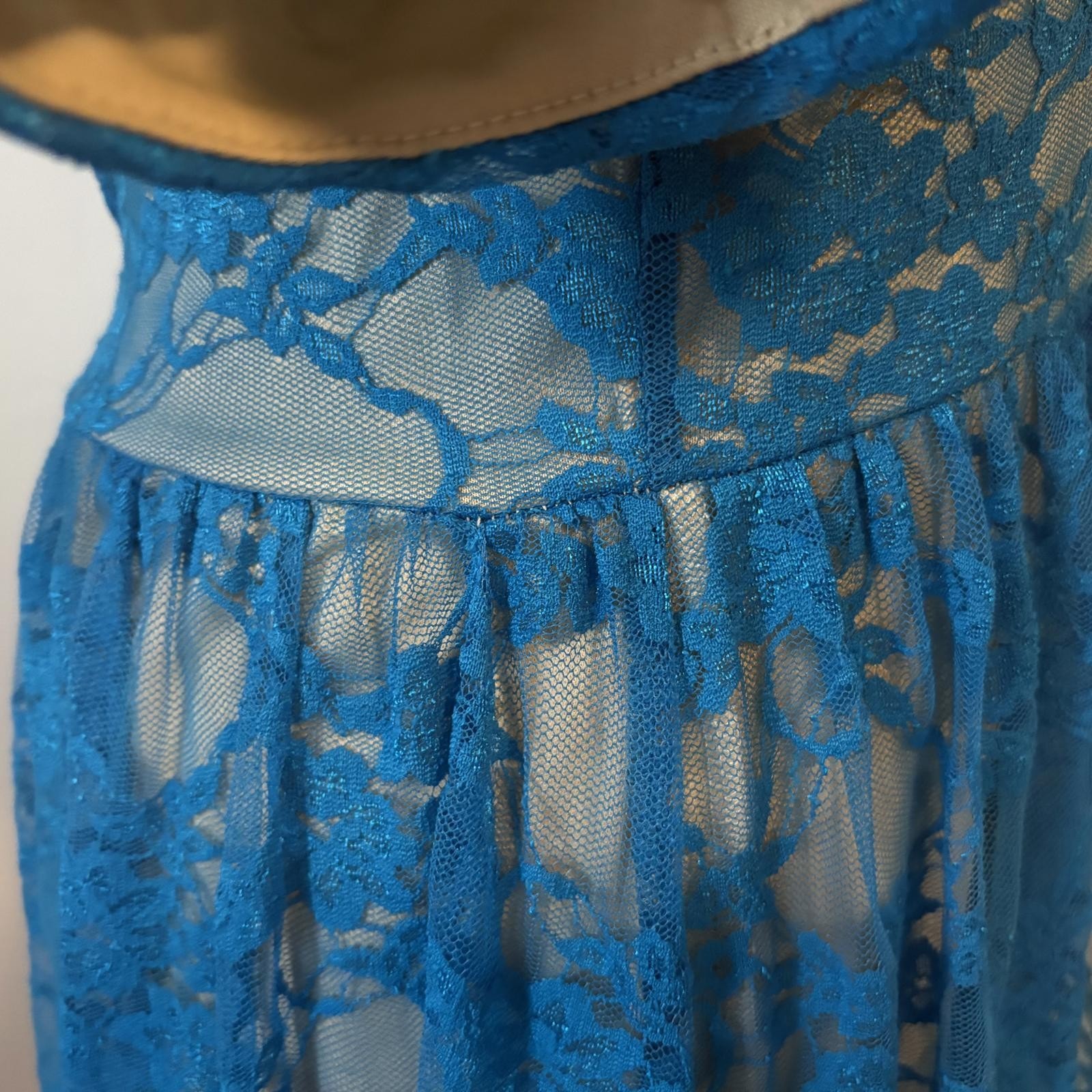 Vintage Y2k Swak Usa Turquoise Stretch Lace Dress Boho Retro Feminine Fairy 3x — image 3 of 8